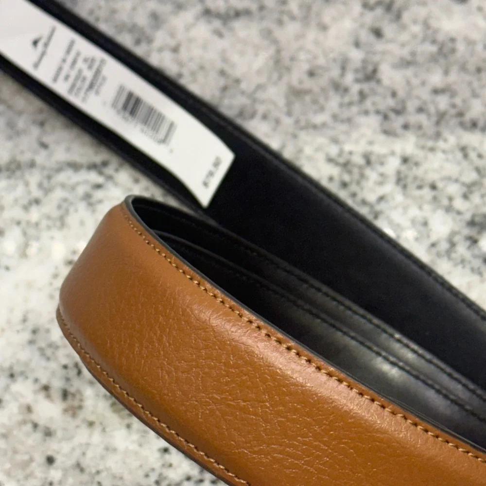 New Tommy Bahama Men XL 42-44 Belt Cognac Black Brown Reversible Leather Coastal